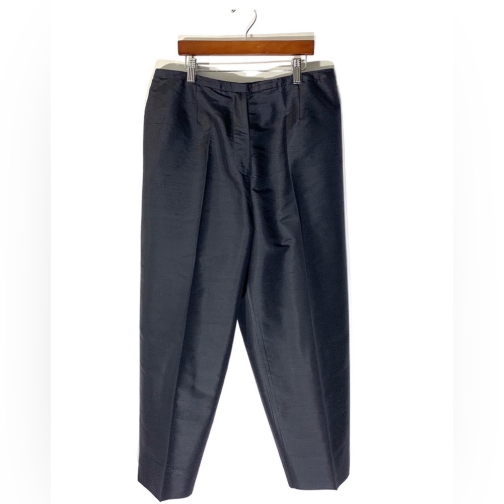 Kate Hill 100% Silk Black Ankle Pant Sz 12P
